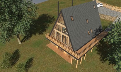 Casa lemn tip A-Frame Casa pe structura de lemn tip A-Frame - proiect 4