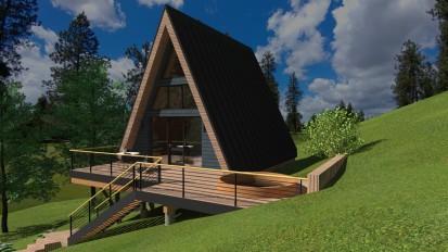 Casa lemn tip A-Frame Casa pe structura de lemn tip A-Frame - proiect 7