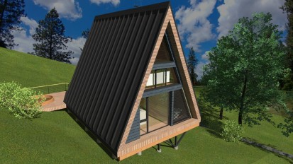 Casa lemn tip A-Frame Casa pe structura de lemn tip A-Frame - proiect 7