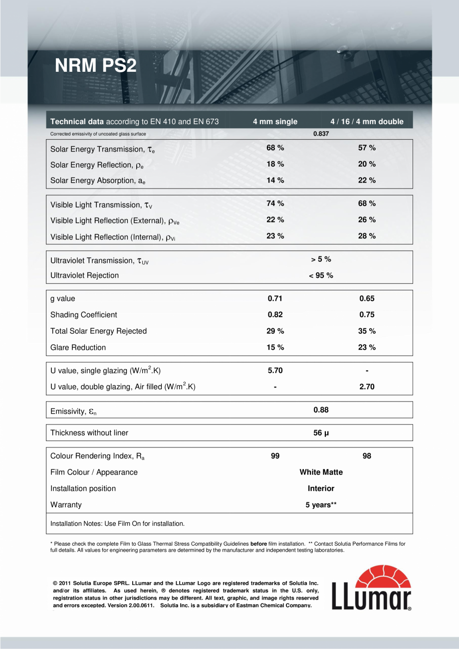 Pagina 1-Date tehnice  - Folii decorative sablate pentru geamuri NRM PS2 HPR MASTERFOL MASTERFOL Fisa tehnica...