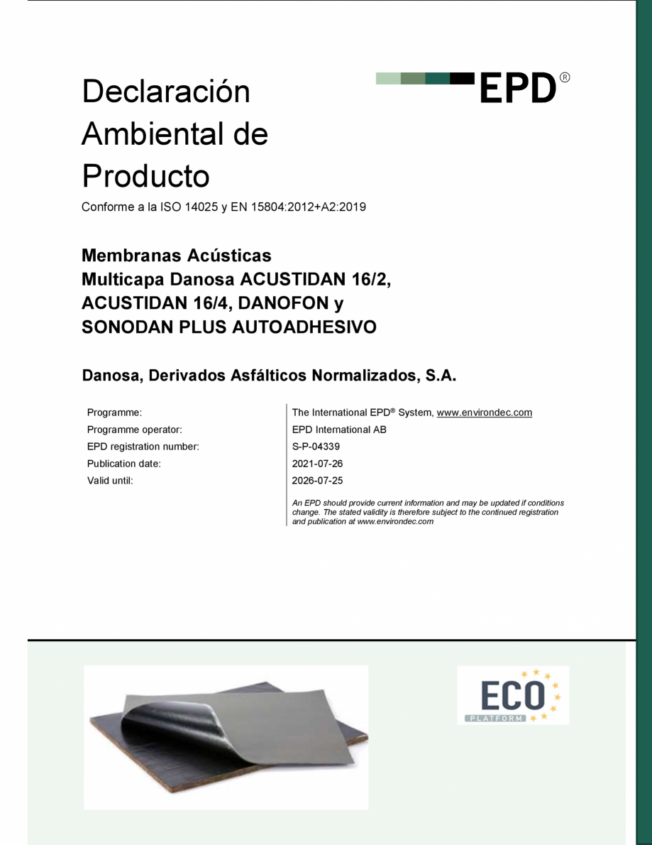 Pagina 1-Declaratie de conformitate pentru panou multistrat pentru izolarea termica si acustica - ISO 14025...