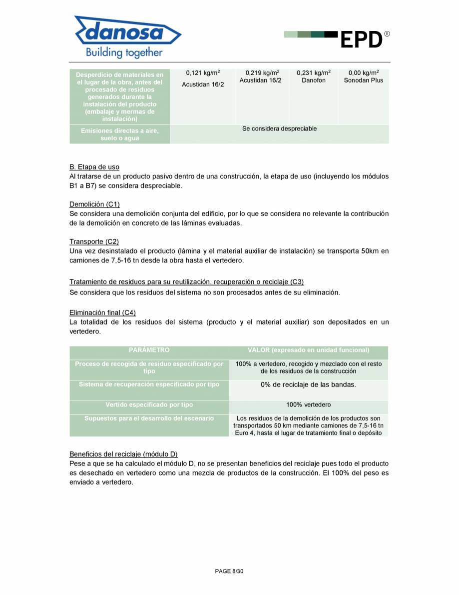 Pagina 8-Declaratie de conformitate pentru panou multistrat pentru izolarea termica si acustica - ISO 14025...