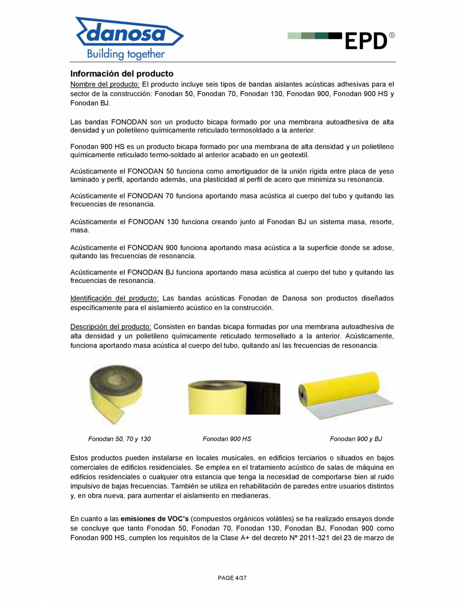 Pagina 4-Declaratie de conformitate pentru membrana fonoizolanta pentru reducerea zgomotelor de impact - ISO ...