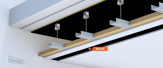 DANOSA Exemplu de utilizare M.A.D - Izolare acustica pentru pereti, tavane, pardoseli DANOSA
