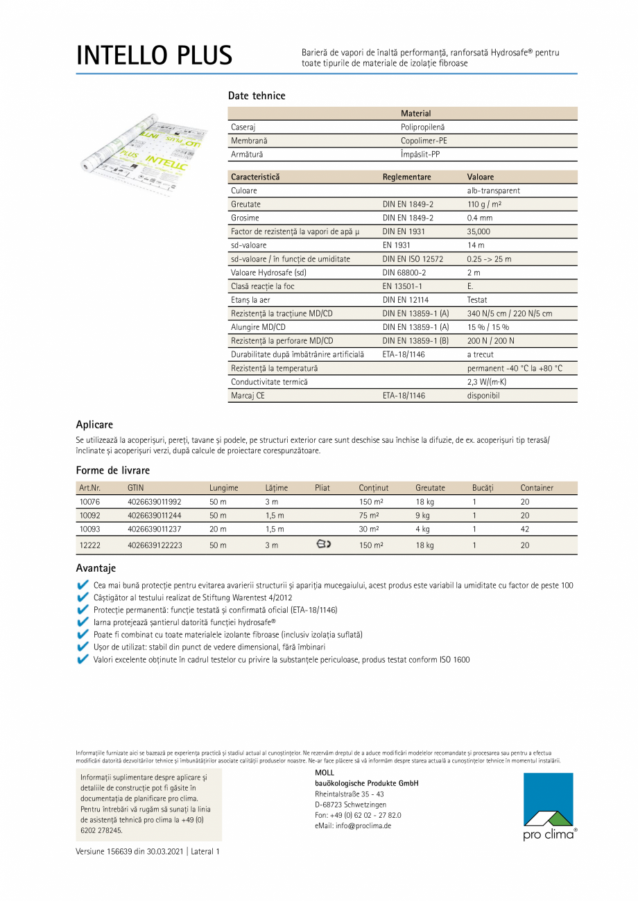 Pagina 1-Bariera de vapori inteligenta Pro Clima INTELLO PLUS Fisa tehnica Romana INTELLO PLUS

Barieră de...