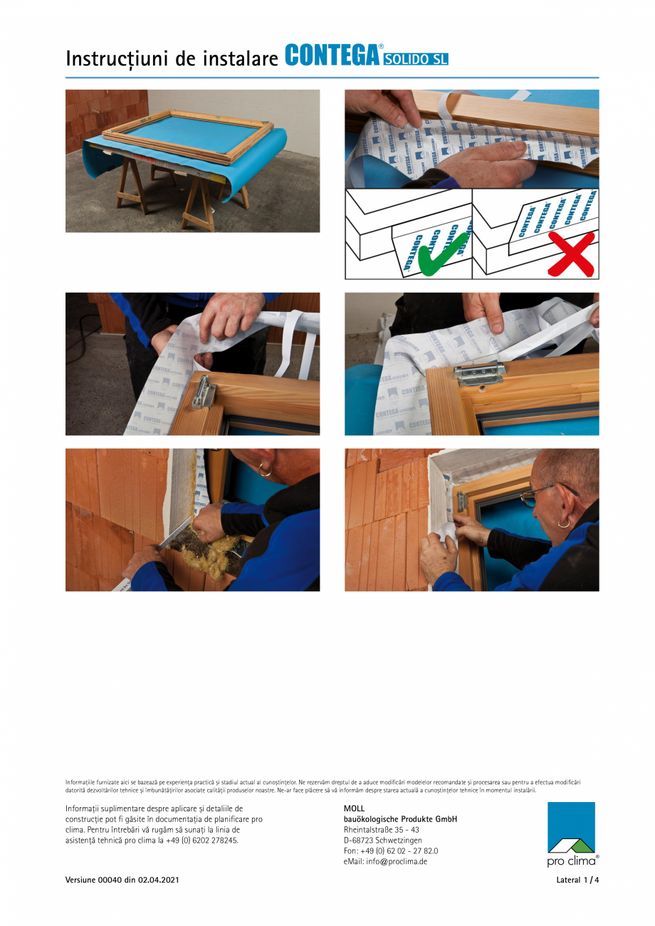 Pagina 1-Banda adeziva etansare ferestre si usi la interior Pro Clima CONTEGA SOLIDO SL Instructiuni montaj, ...