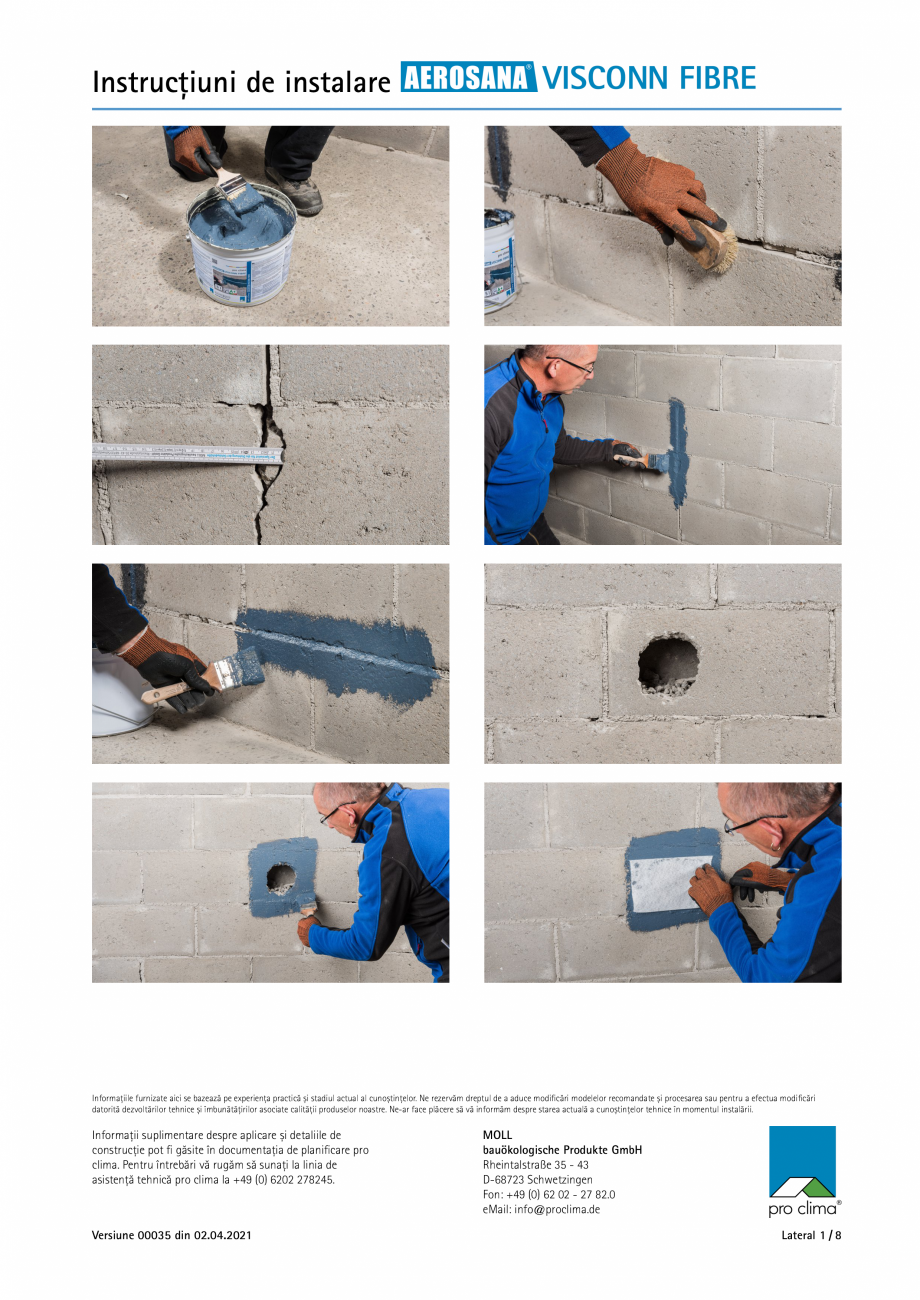 Pagina 1-Adeziv pentru etansare la interior si exterior Pro Clima AEROSANA VISCONN FIBRE Instructiuni montaj,...