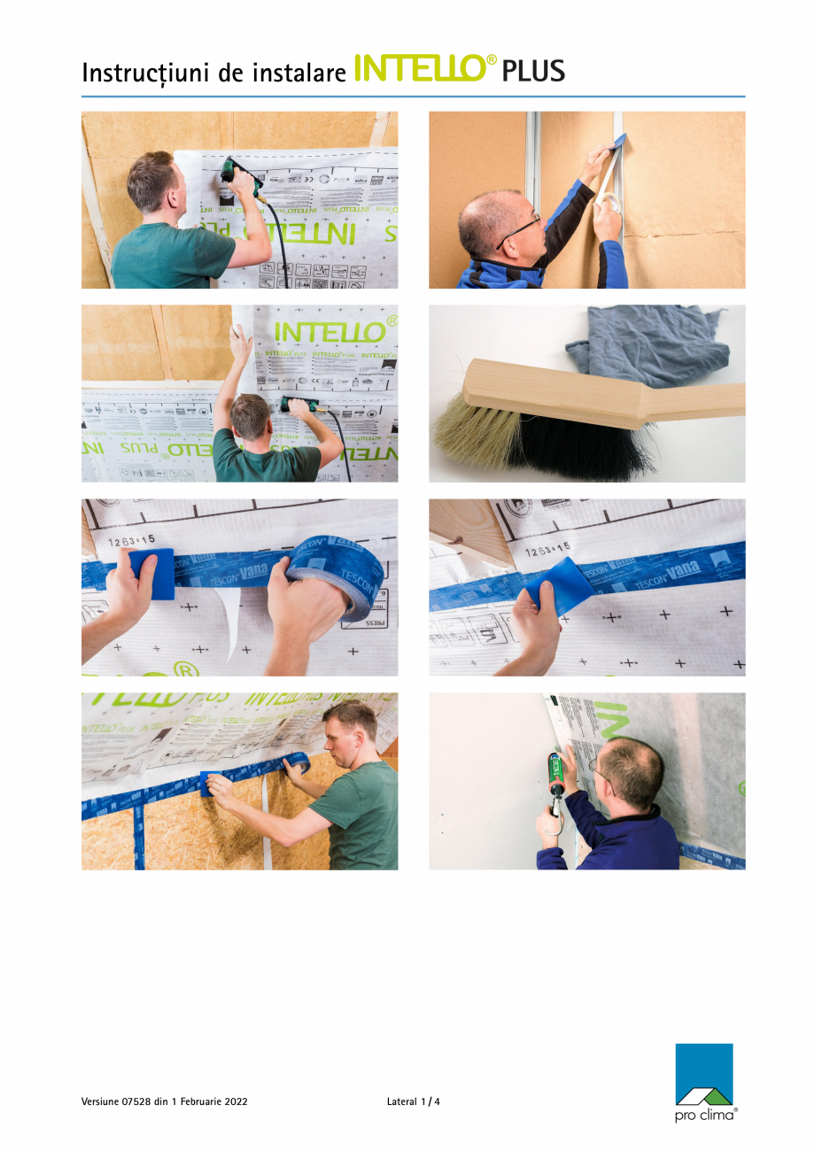 Pagina 1-Bariera de vapori inteligenta Pro Clima INTELLO PLUS Instructiuni montaj, utilizare Romana...