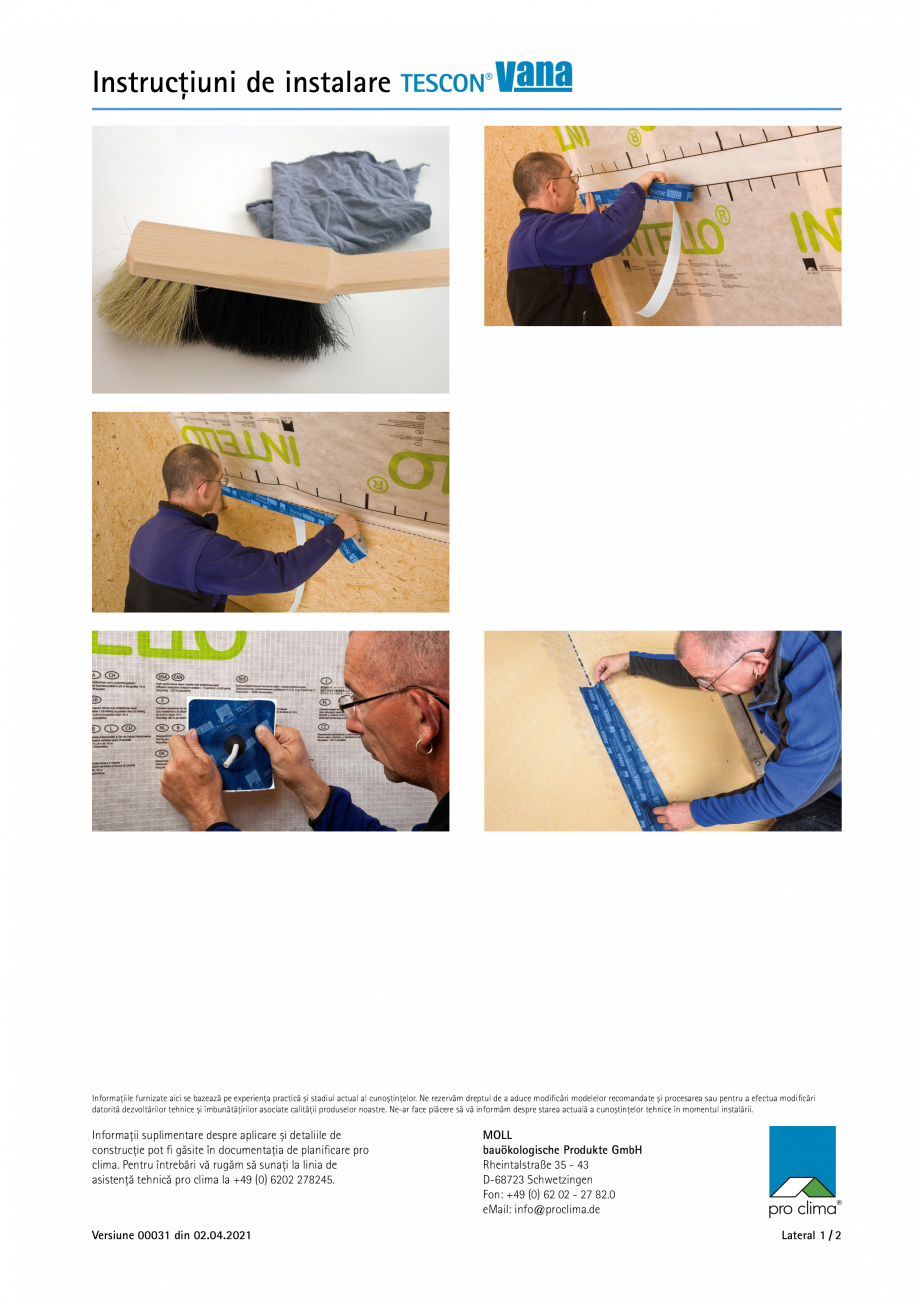Pagina 1-Banda adeziva de etansare la aer  Pro Clima TESCON VANA Instructiuni montaj, utilizare Romana...