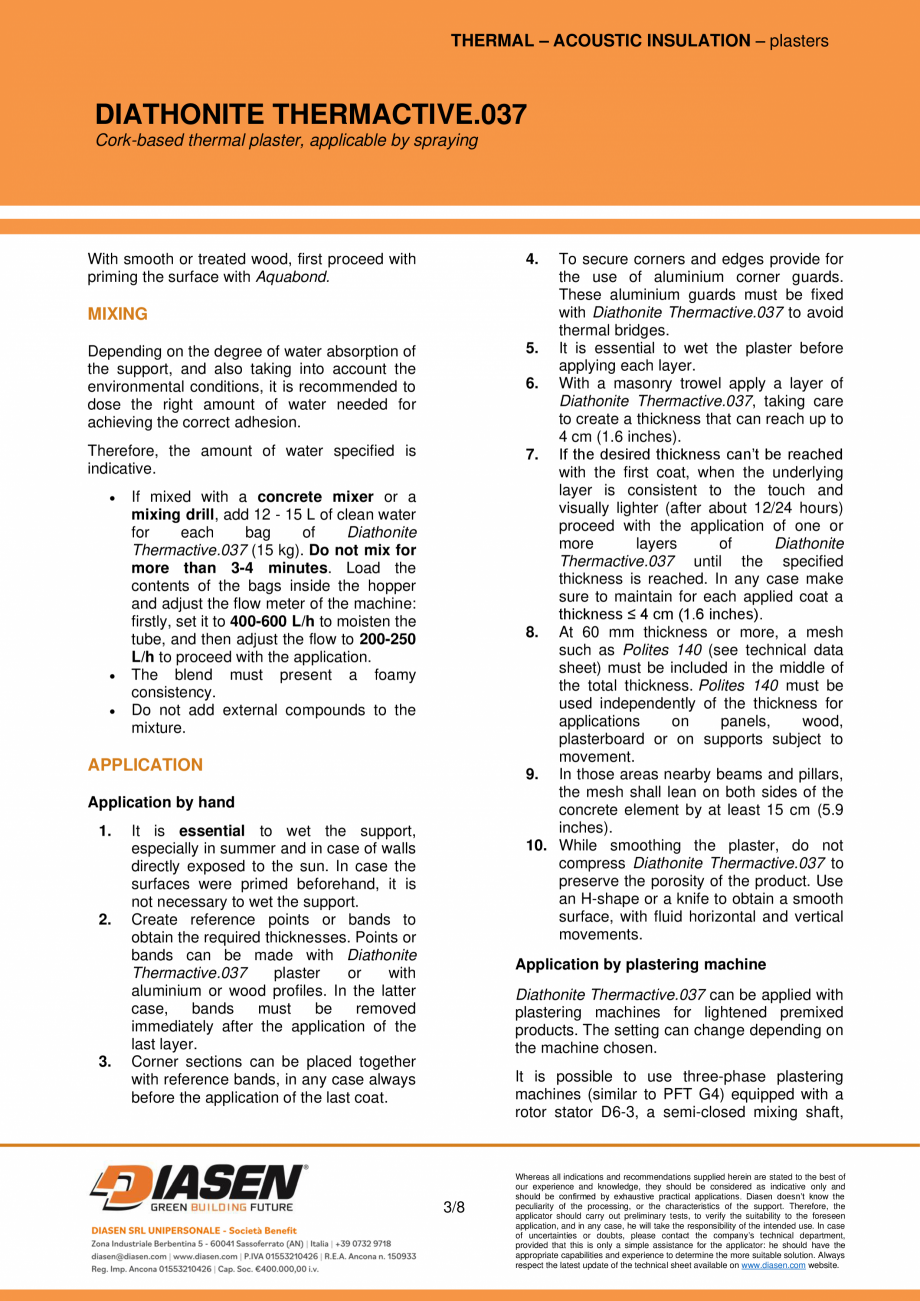 Pagina 3-Tencuiala termoizolanta naturala cu pluta NZEBSHOP Diathonite Thermactive .037  Fisa tehnica Engleza...