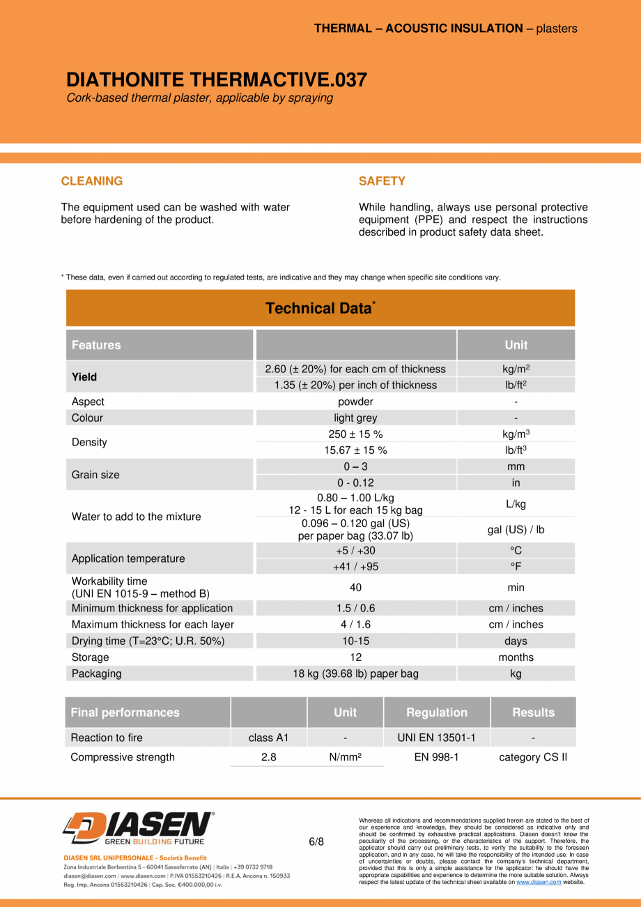 Pagina 6-Tencuiala termoizolanta naturala cu pluta NZEBSHOP Diathonite Thermactive .037  Fisa tehnica Engleza...