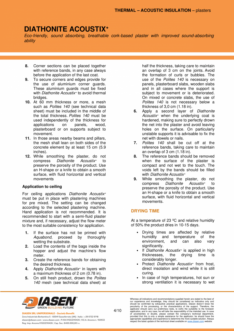 Pagina 4-Tencuiala fonoabsorbanta si acustica din pluta NZEBSHOP Acoustix Plus Fisa tehnica Engleza ntact the...