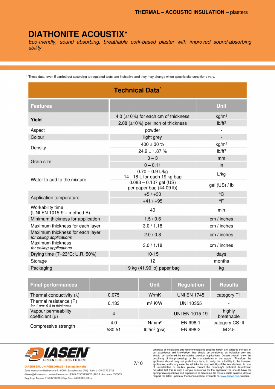Pagina 7-Tencuiala fonoabsorbanta si acustica din pluta NZEBSHOP Acoustix Plus Fisa tehnica Engleza ag of...