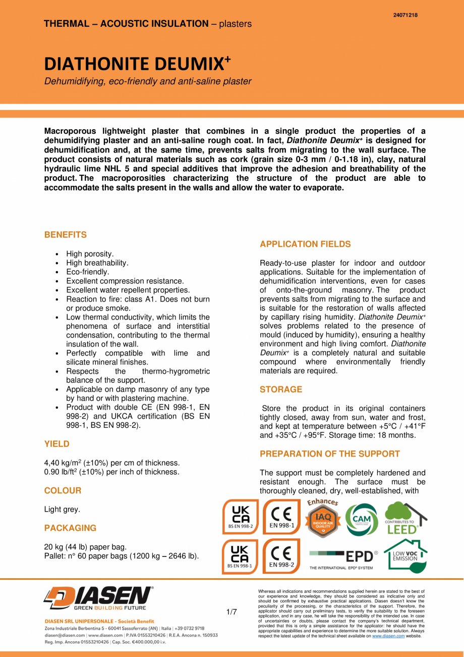 Pagina 1-Tencuiala dezumidificatoare și de asanare NZEBSHOP Deumix Fisa tehnica Engleza 24071218

THERMAL...