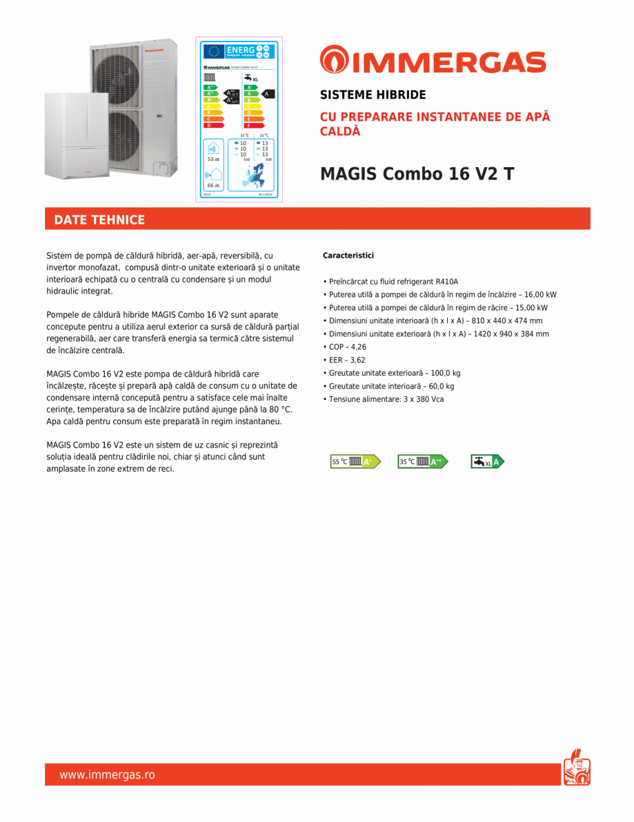 Pagina 1-Sistem de pompa de caldura hibrida, aer-apa IMMERGAS MAGIS Combo 16 V2 T Fisa tehnica Romana Y

IJA
...