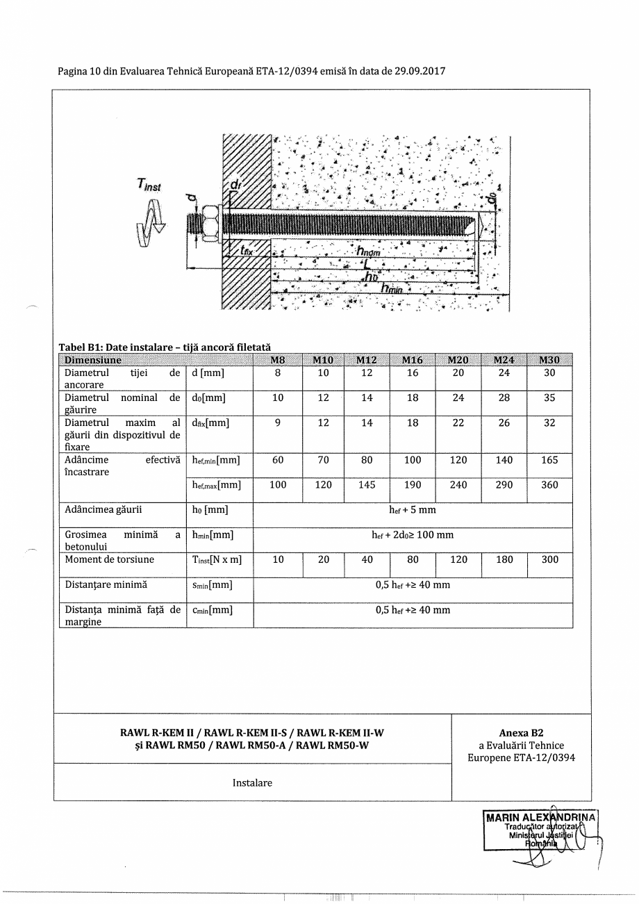 Pagina 10-Agrement  - ETA 12-0394 pentru ancora chimica R-KEM II pentru ancorare in beton RAWLPLUG Certificare...