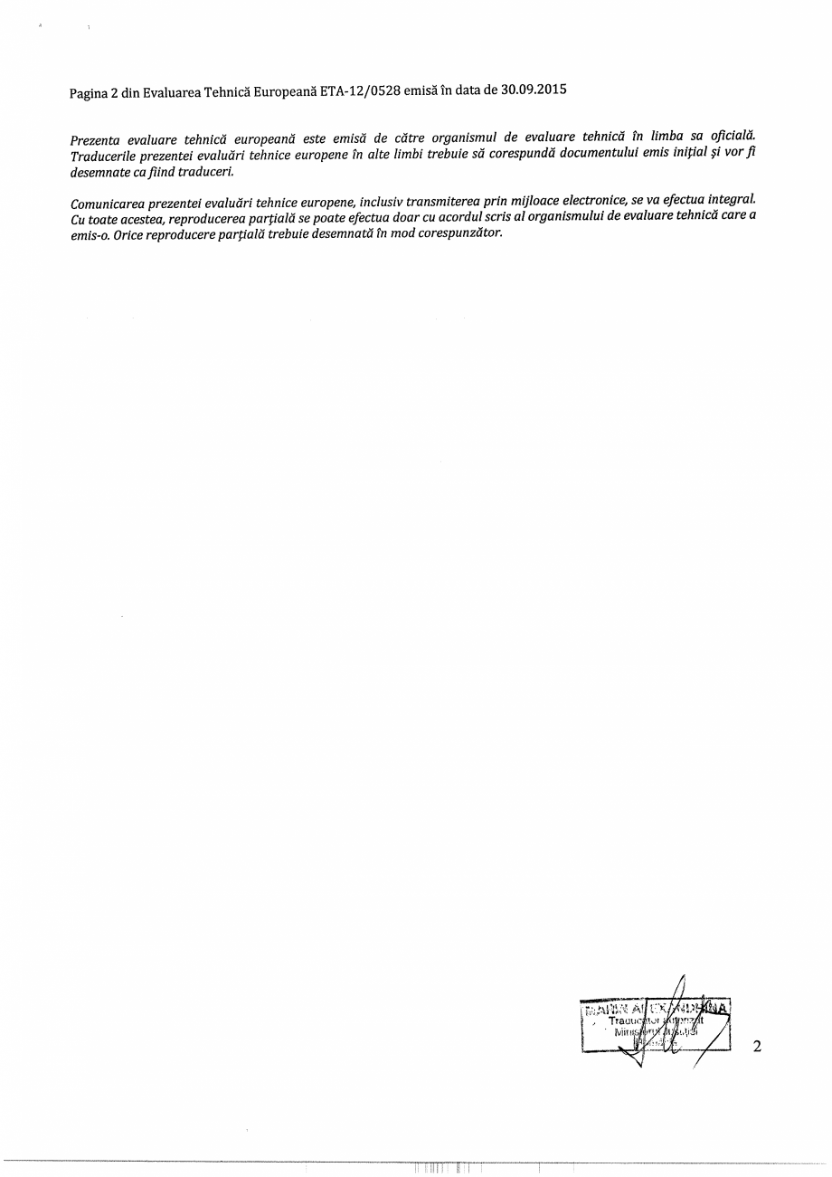 Pagina 2-Agrement - ETA 12-0528 pentru ancora chimica R-KEM II pentru ancorare in zidarie RAWLPLUG...