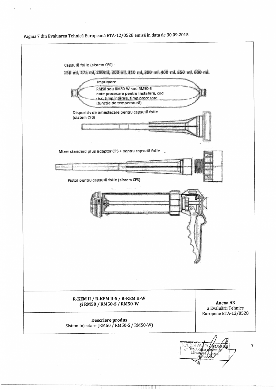 Pagina 7-Agrement - ETA 12-0528 pentru ancora chimica R-KEM II pentru ancorare in zidarie RAWLPLUG...