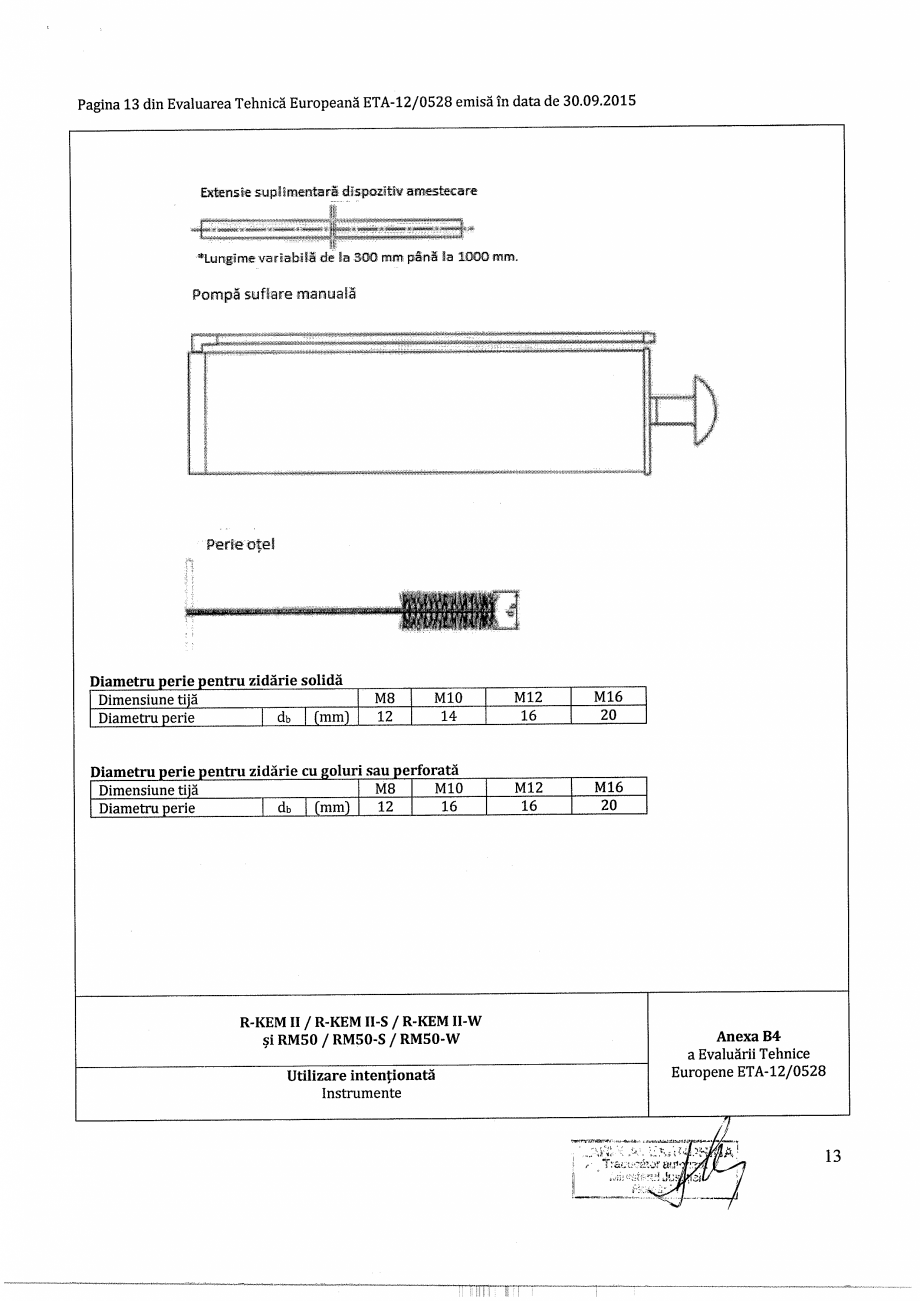 Pagina 13-Agrement - ETA 12-0528 pentru ancora chimica R-KEM II pentru ancorare in zidarie RAWLPLUG...