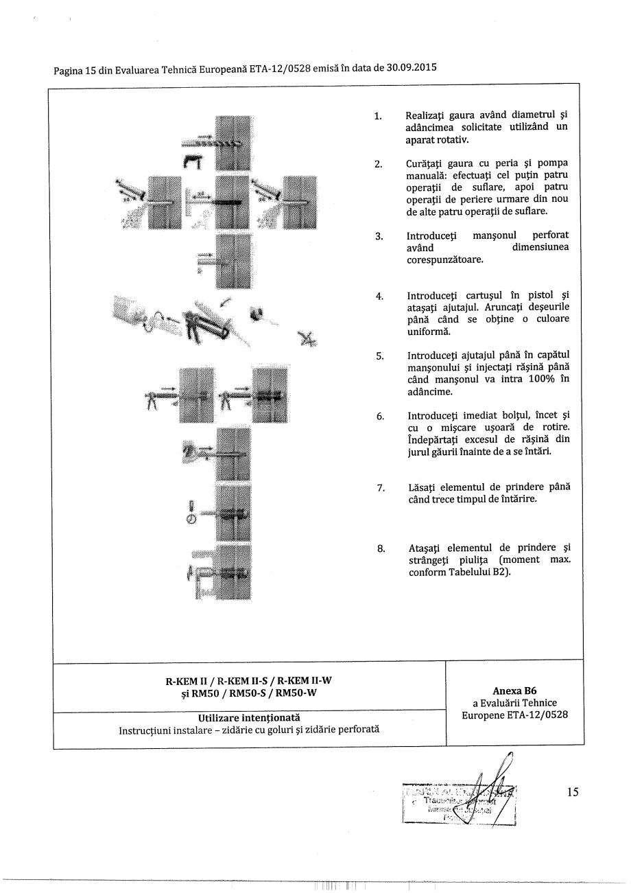 Pagina 15-Agrement - ETA 12-0528 pentru ancora chimica R-KEM II pentru ancorare in zidarie RAWLPLUG...
