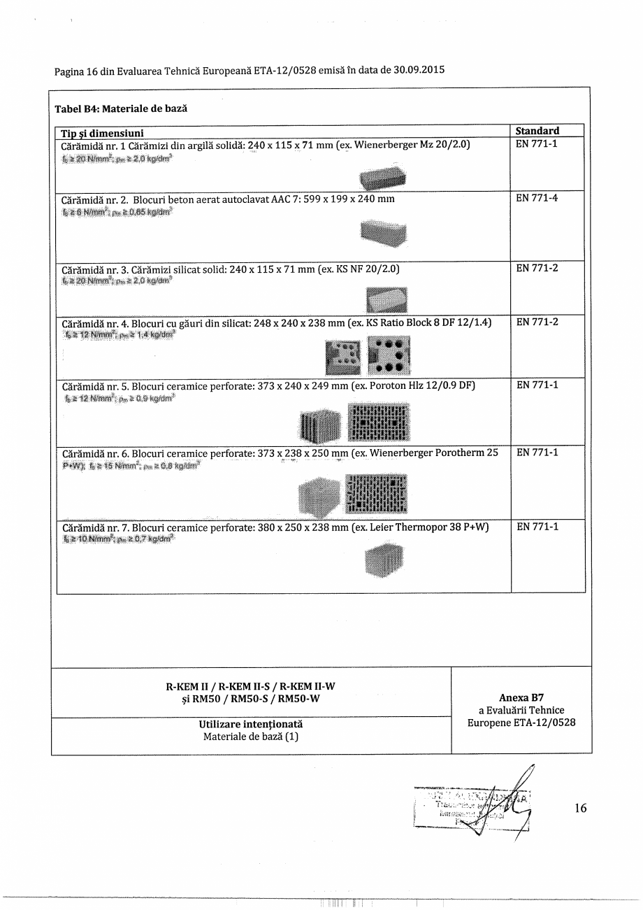 Pagina 16-Agrement - ETA 12-0528 pentru ancora chimica R-KEM II pentru ancorare in zidarie RAWLPLUG...