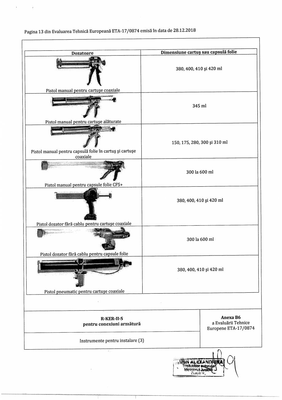 Pagina 13-Agrement ETA 17-0874 pentru ancora chimică R-KER-II cu imbinare cu armatura post-instalata RAWLPLUG...
