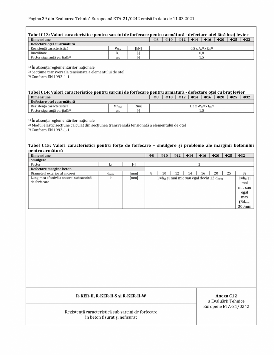 Pagina 39-Agrement ETA 21-0242 pentru ancora chimică R-KER II RAWLPLUG R-KER II  HYBRID Certificare produs...