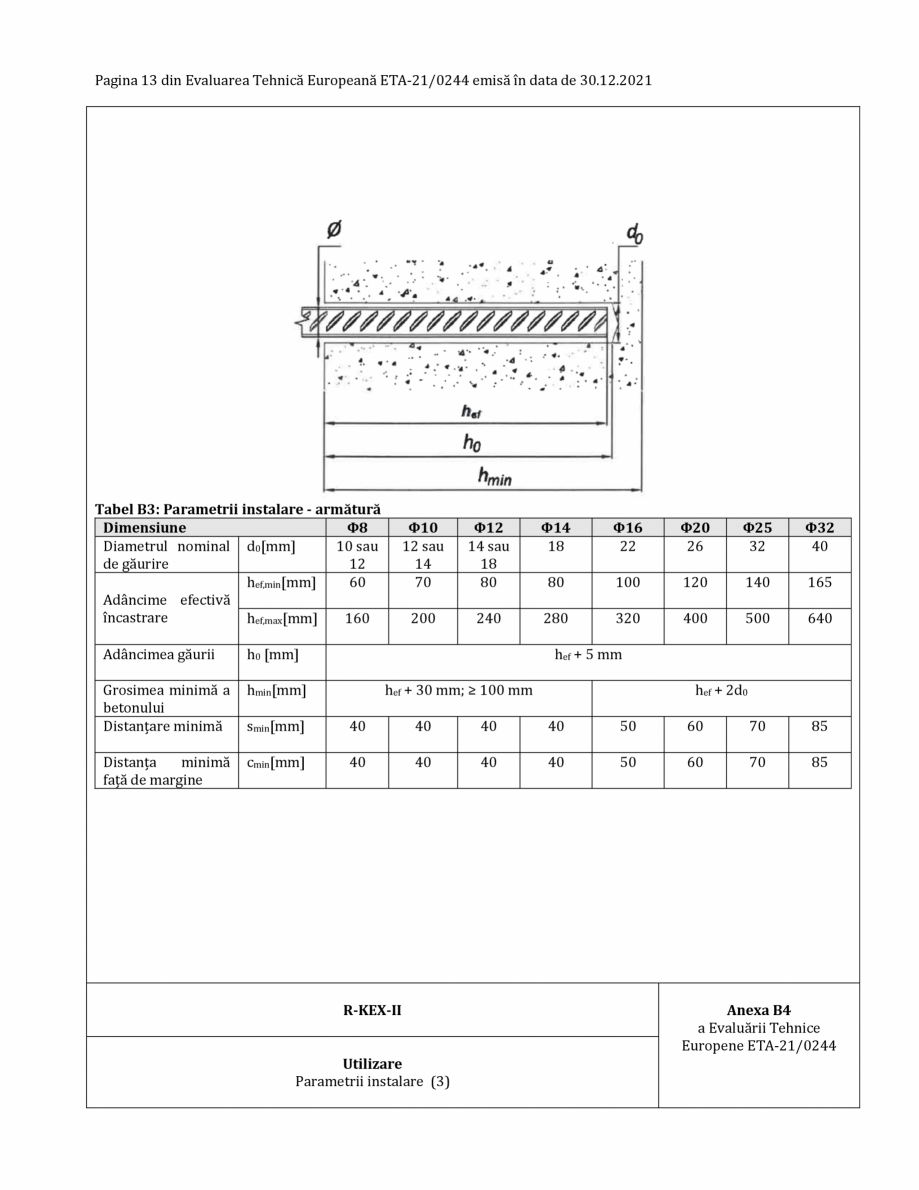 Pagina 13-Agrement ETA 13-0244 pentru ancora chimică R-KEX II RAWLPLUG Certificare produs Romana :...