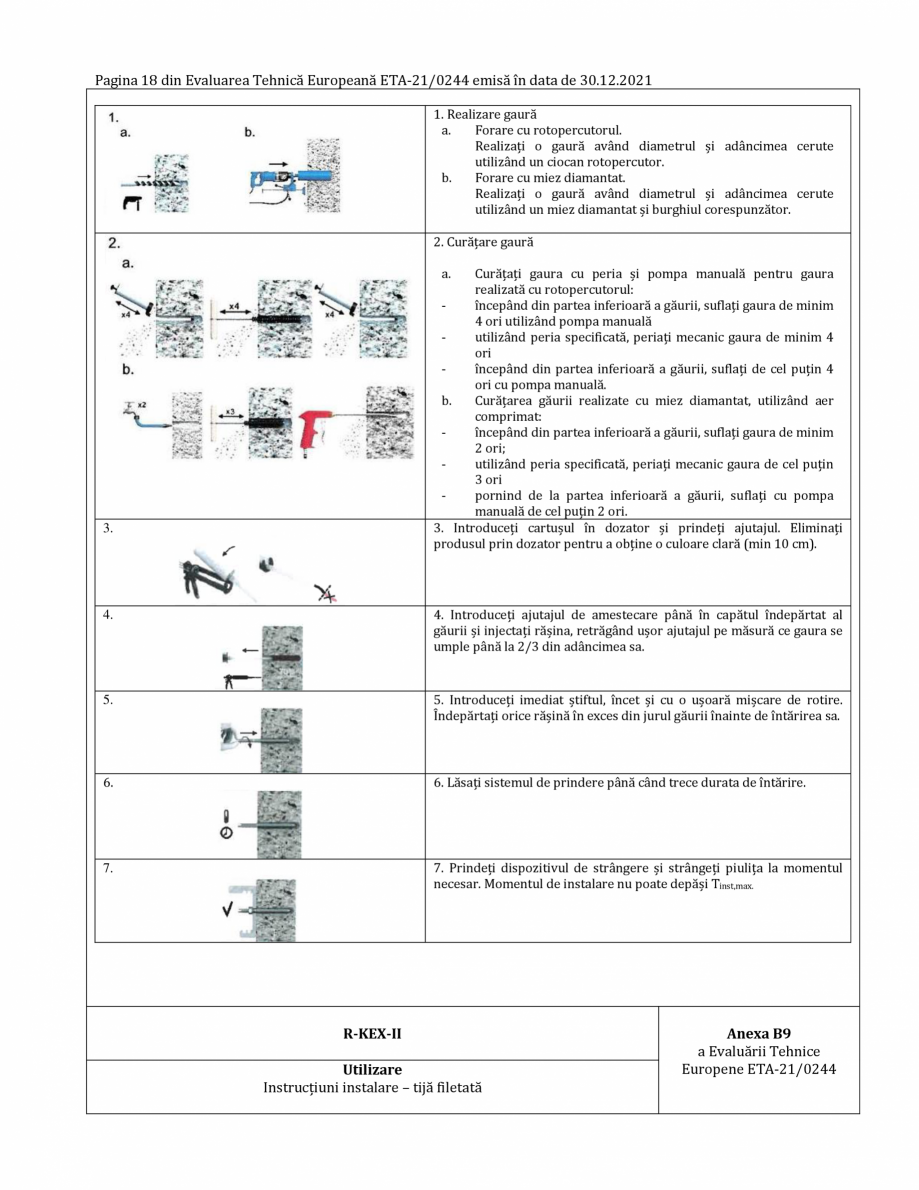 Pagina 18-Agrement ETA 13-0244 pentru ancora chimică R-KEX II RAWLPLUG Certificare produs Romana tura maximă...