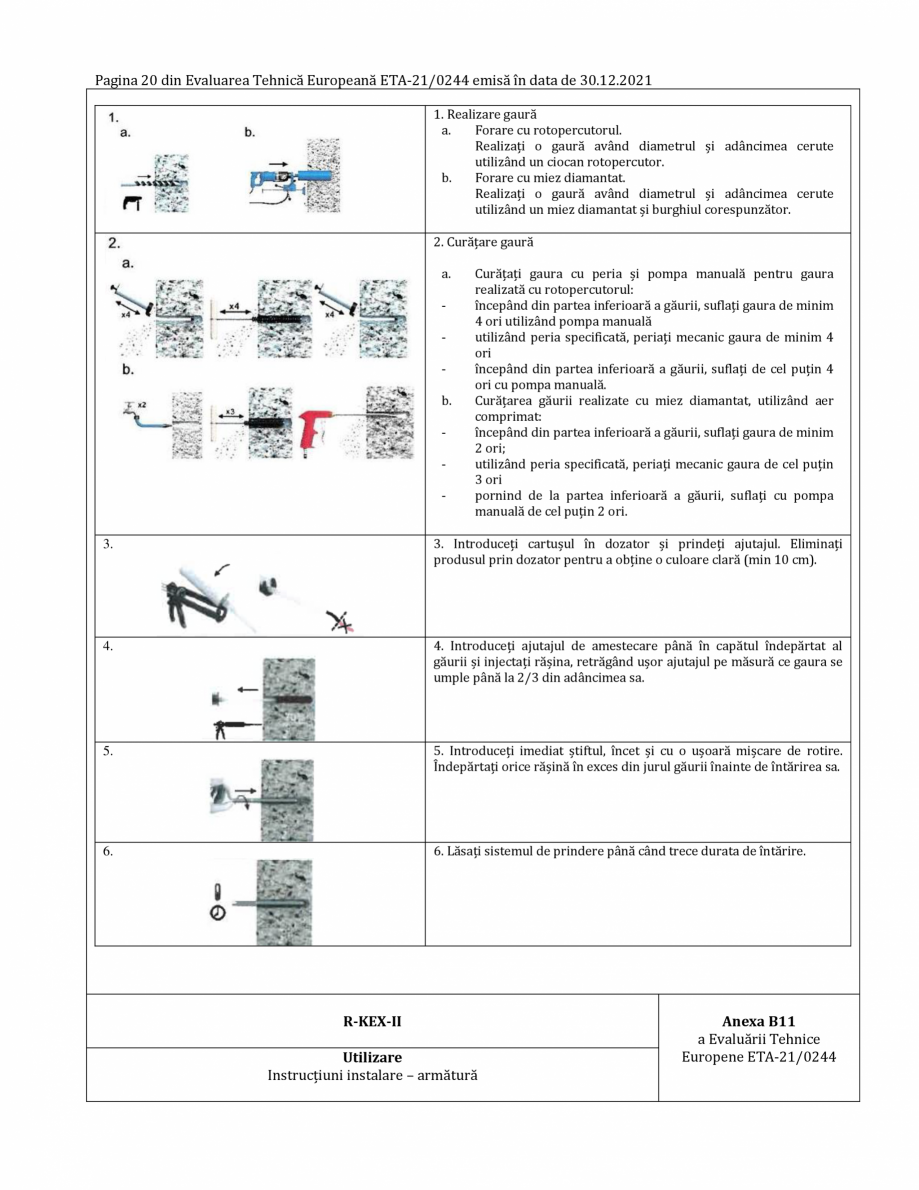 Pagina 20-Agrement ETA 13-0244 pentru ancora chimică R-KEX II RAWLPLUG Certificare produs Romana 44 emisă...