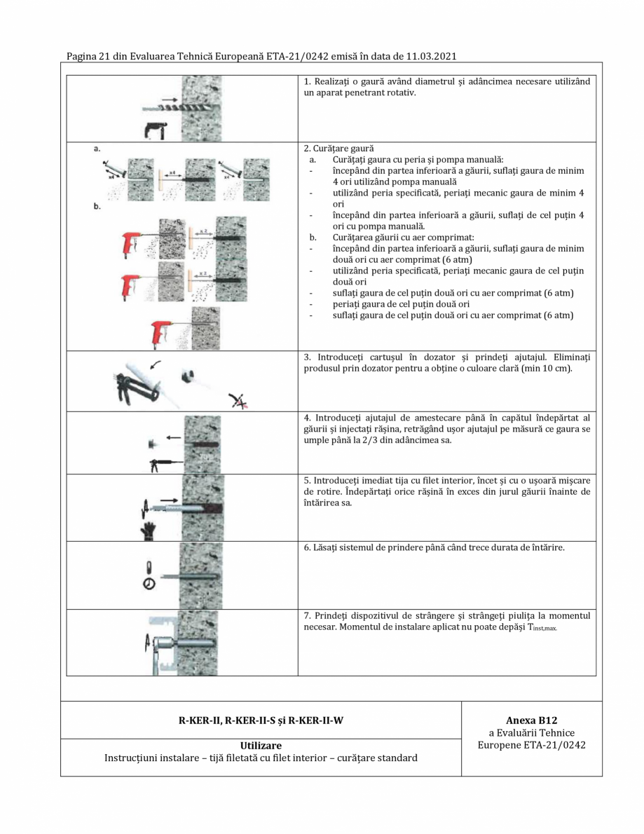 Pagina 21-Agrement ETA 21-0242 pentru ancora chimica RAWLPLUG R-CFS+KERII Certificare produs Romana ator
...