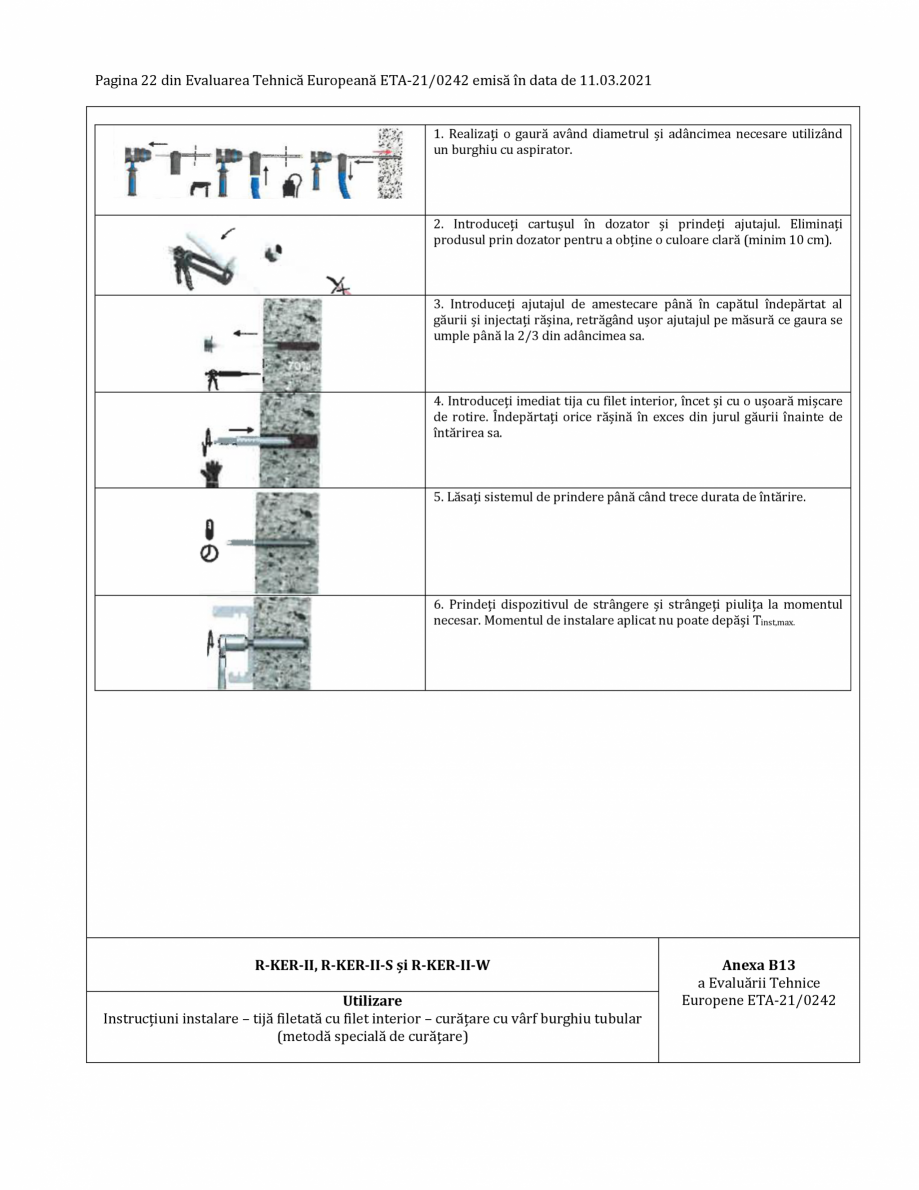 Pagina 22-Agrement ETA 21-0242 pentru ancora chimica RAWLPLUG R-CFS+KERII Certificare produs Romana erie
[mm]
...