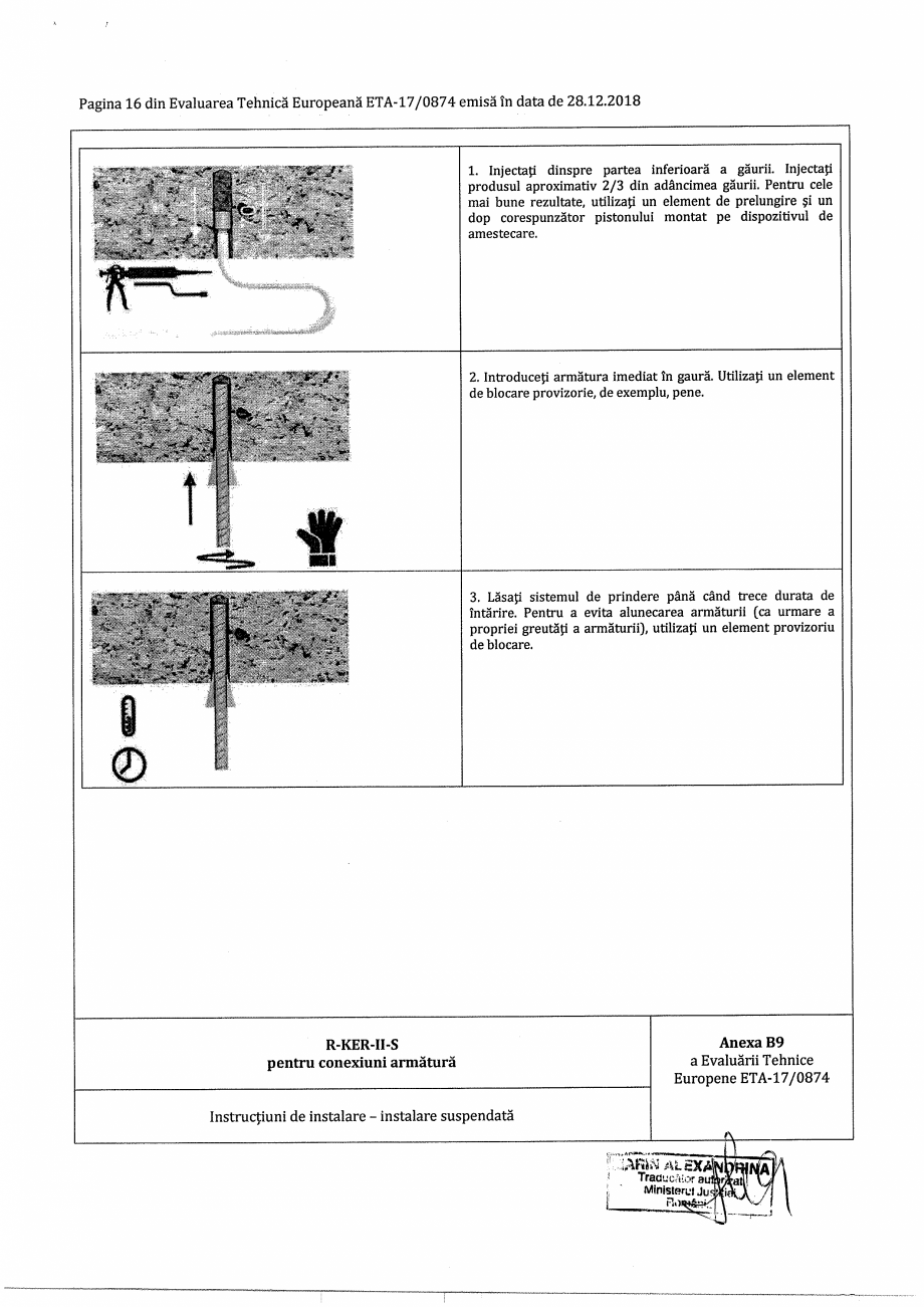 Pagina 16-Agrement ETA 17-0874 pentru ancora chimica R-KER-II cu imbinare cu armatura post-instalata RAWLPLUG ...