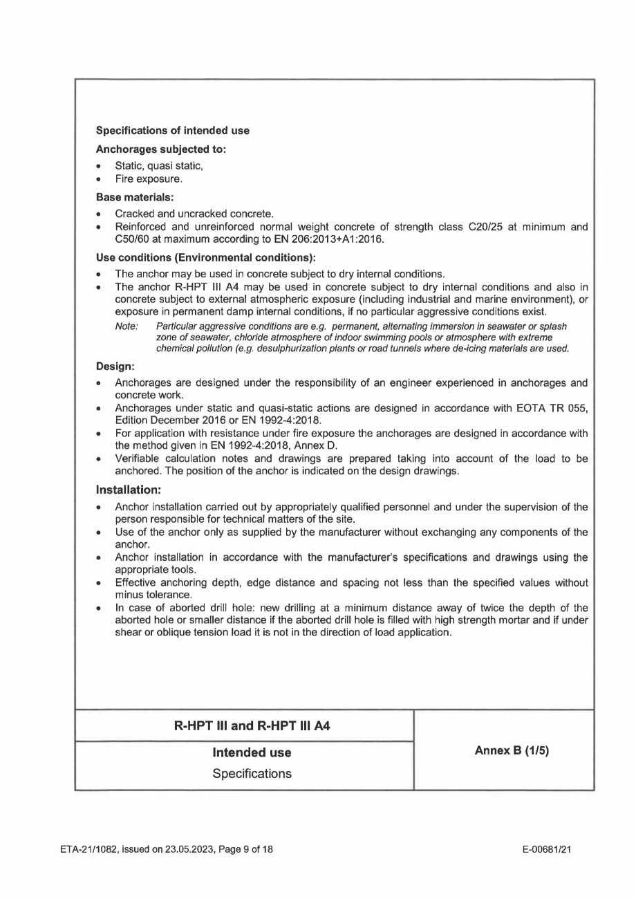 Pagina 9-Certificat ETA 21-1082 pentru ancora expandabila RAWLPLUG R-HPTIII-A4 Certificare produs Engleza 