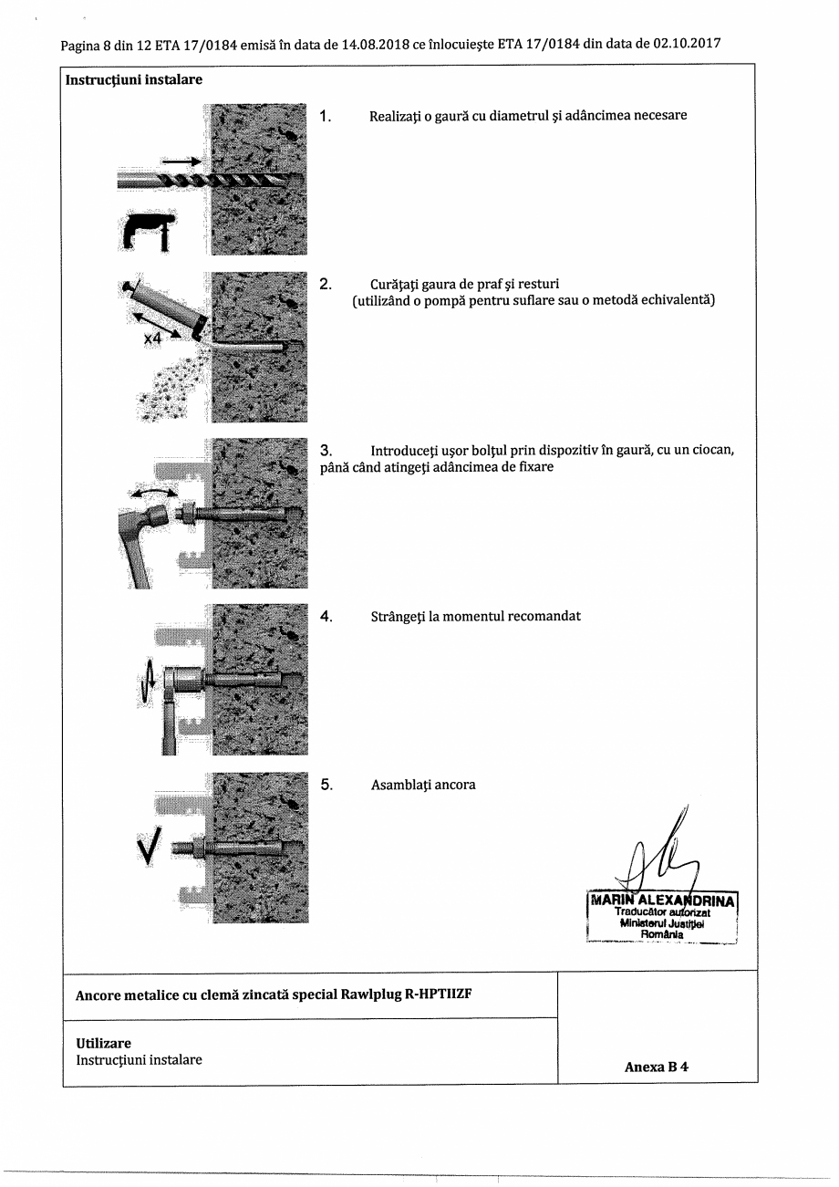 Pagina 8-Certificat ETA 17-0184 pentru ancora expandabila RAWLPLUG R-HPTII-ZF Certificare produs Romana 