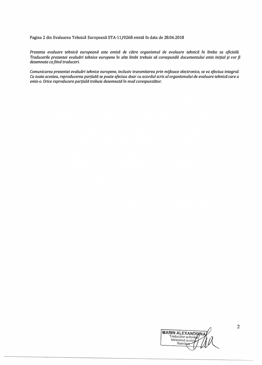 Pagina 2-Agrement ETA 11-0268 pentru ancora expandabila premium RAWLPLUG R-GS Certificare produs Romana ţii ...