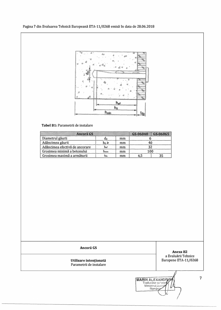 Pagina 7-Agrement ETA 11-0268 pentru ancora expandabila premium RAWLPLUG R-GS Certificare produs Romana n,...