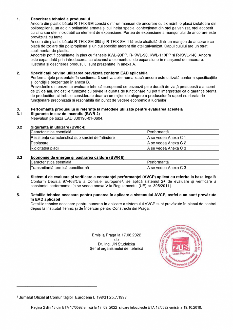 Pagina 2-Agrement - ETA 17-0592 pentru diblu premium cu cui metalic RAWLPLUG R-TFIX-8M Certificare produs...