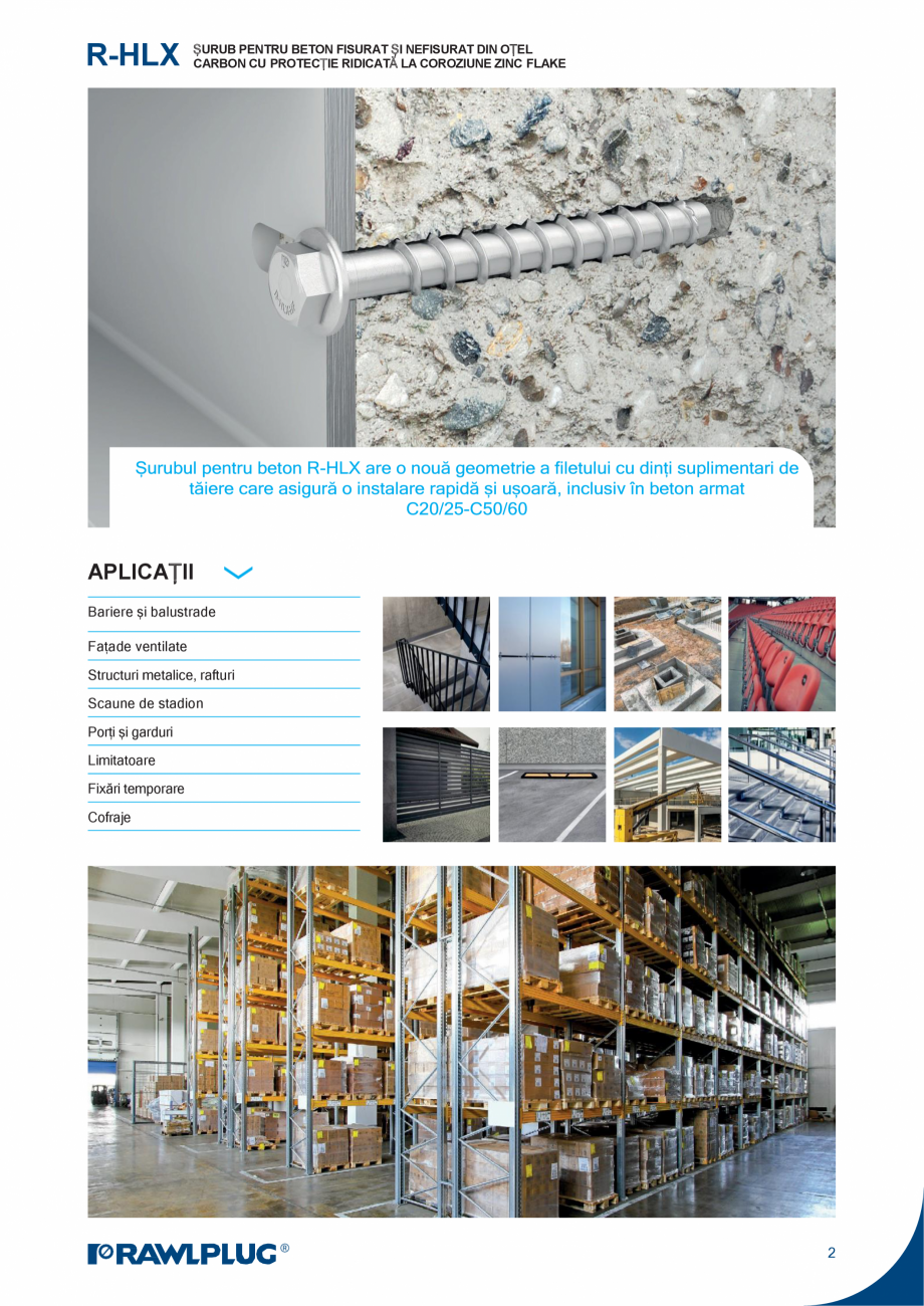 Pagina 2-Surub pentru beton cu cap hexagonal si saiba integrata RAWLPLUG R-HLX-HF-ZF, R-HLX-CS-ZF Fisa...