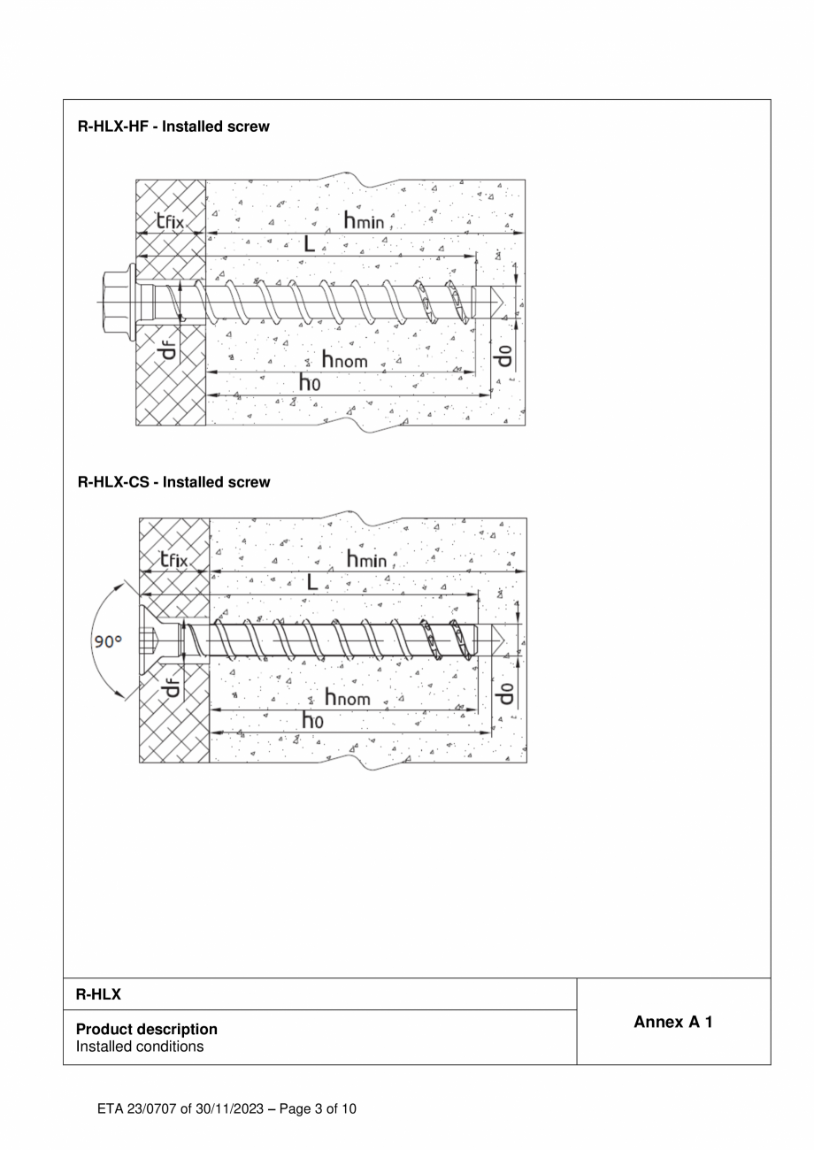 Pagina 3-Agrement ETA 23-0707 pentru ancora surub R-HLX RAWLPLUG R-HLX-HF-ZF, R-HLX-CS-ZF Certificare produs ...