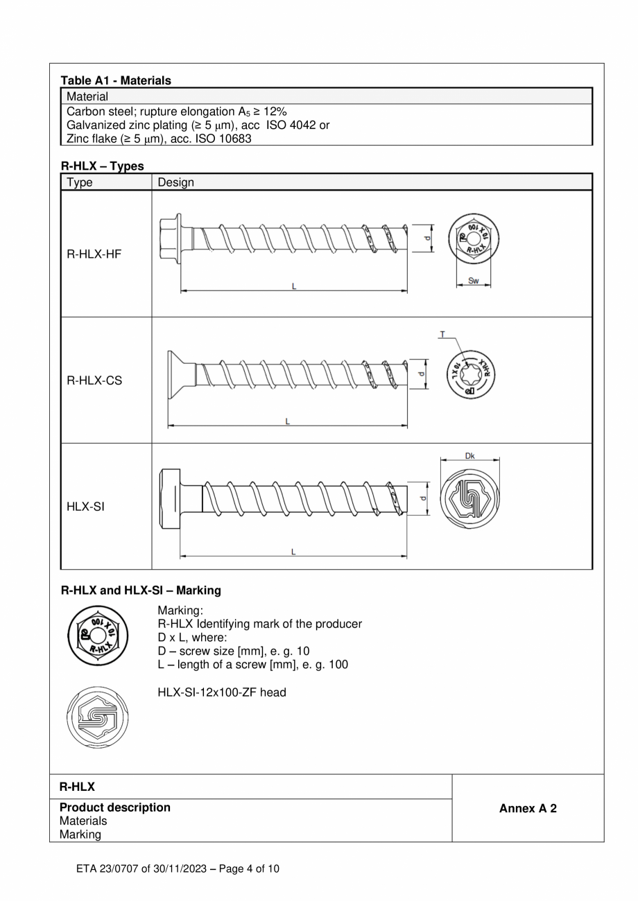 Pagina 4-Agrement ETA 23-0707 pentru ancora surub R-HLX RAWLPLUG R-HLX-HF-ZF, R-HLX-CS-ZF Certificare produs ...