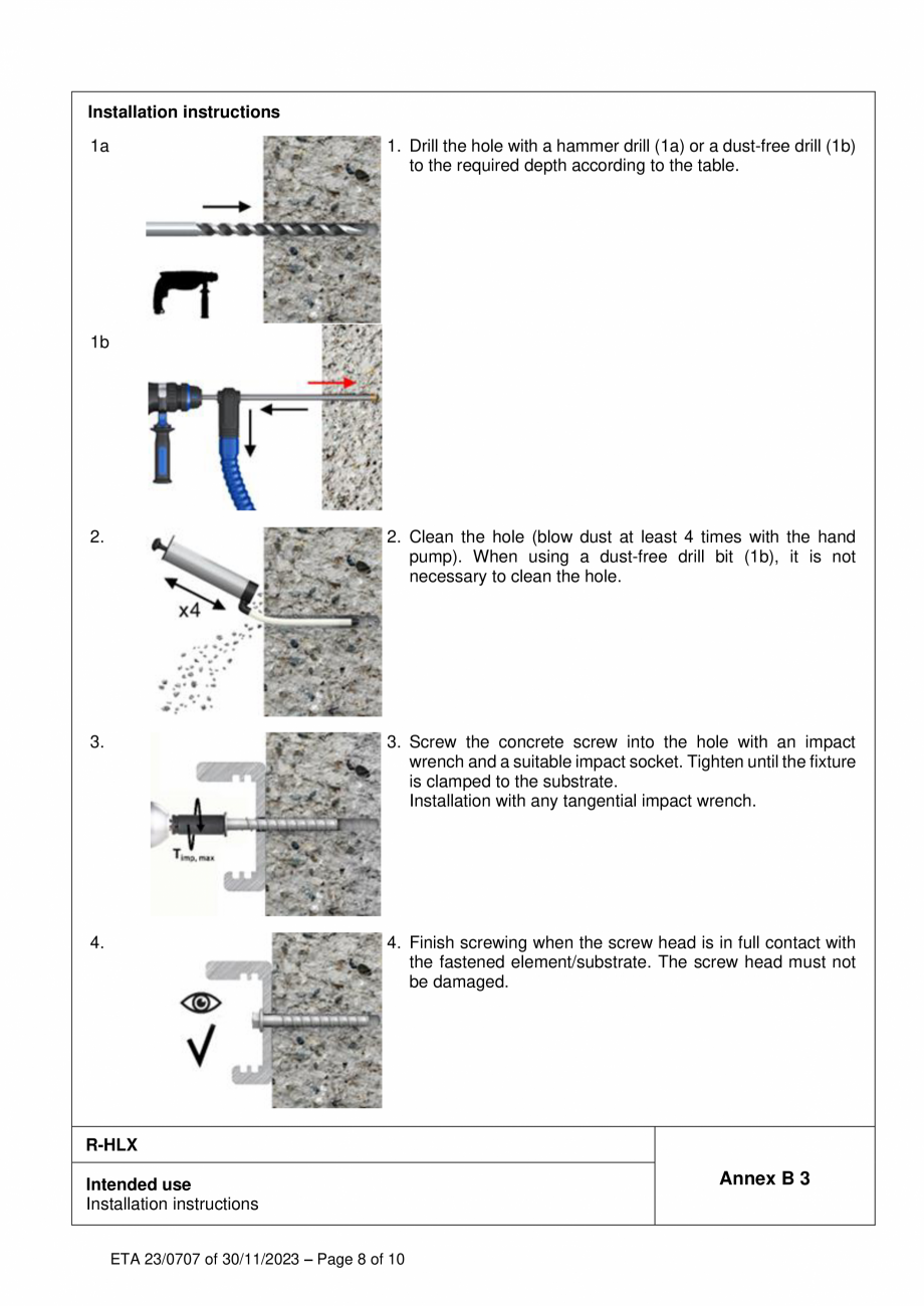 Pagina 8-Agrement ETA 23-0707 pentru ancora surub R-HLX RAWLPLUG R-HLX-HF-ZF, R-HLX-CS-ZF Certificare produs ...