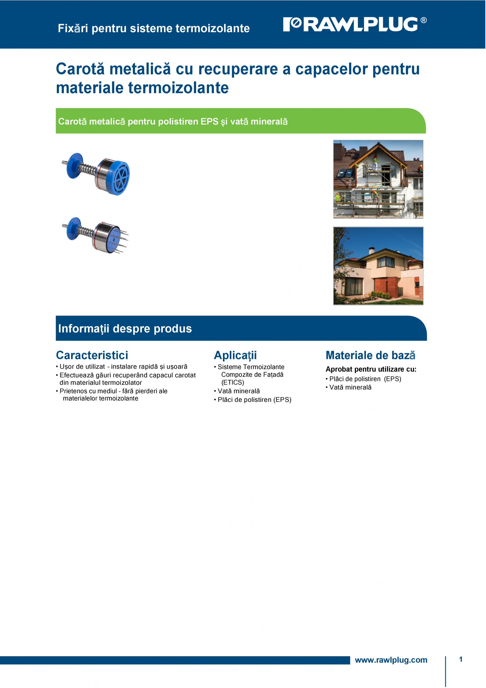 Carota metalica pentru polistiren EPS si vata minerala RAWLPLUG R-TFIX ...