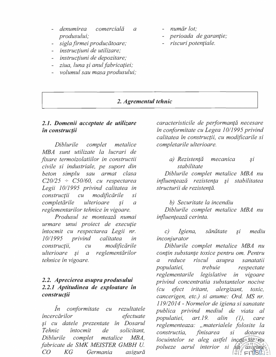 Pagina 5-Agrement AT 017-03-355-2020 pentru diblu MBA RAWLPLUG MKC Certificare produs Romana 