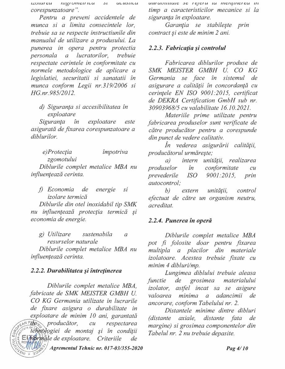 Pagina 6-Agrement AT 017-03-355-2020 pentru diblu MBA RAWLPLUG MKC Certificare produs Romana 