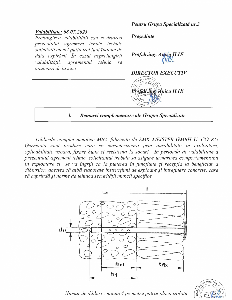 Pagina 9-Agrement AT 017-03-355-2020 pentru diblu MBA RAWLPLUG MKC Certificare produs Romana 