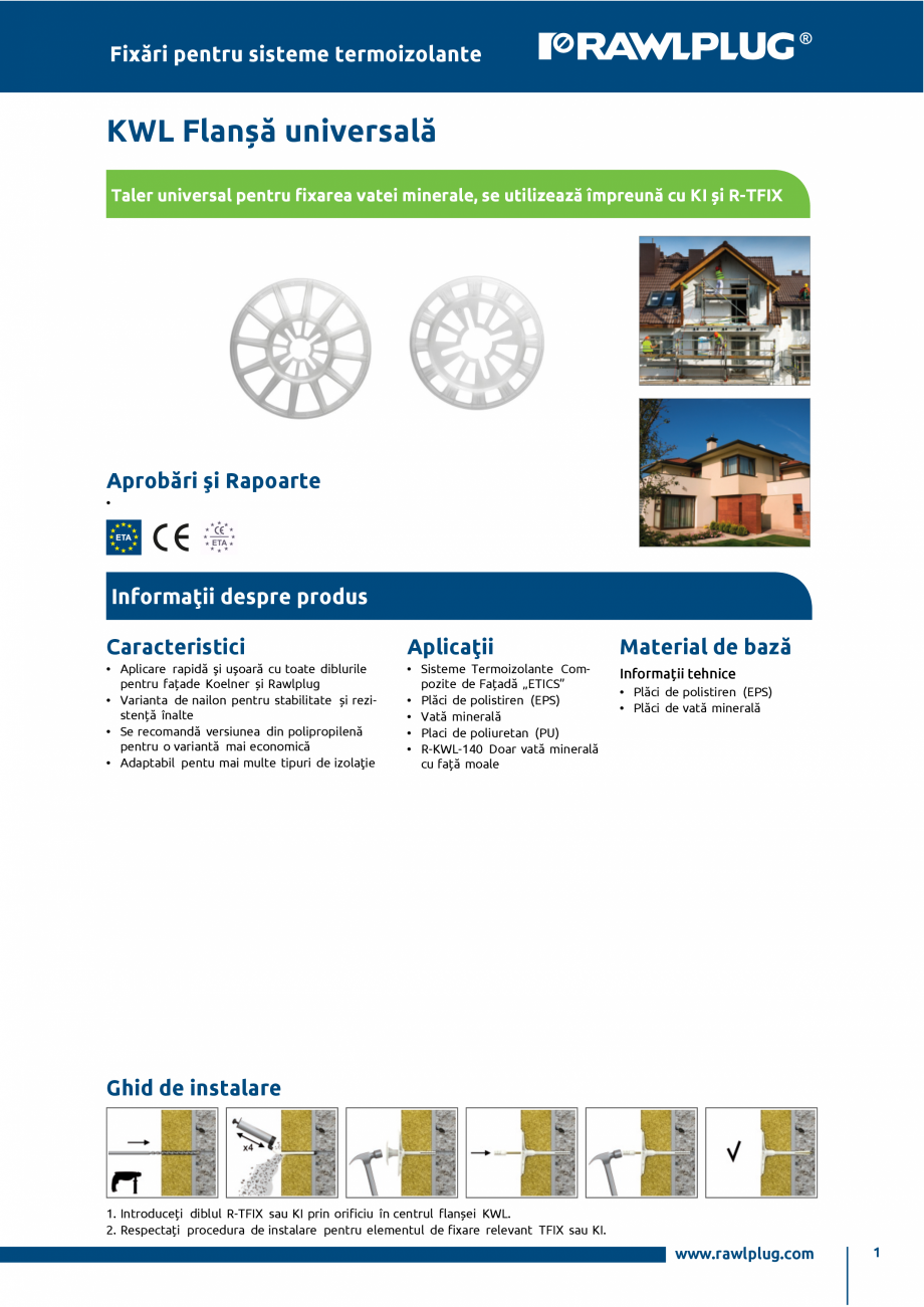 Pagina 1-Taler universal pentru fixare vata minerala RAWLPLUG R-KWL Fisa tehnica Romana Fixări pentru...