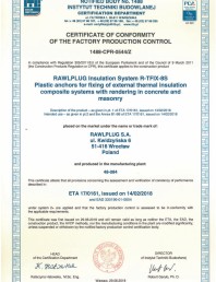 Certificat de constanta a performantei pentru diblu premium cu cui metalic