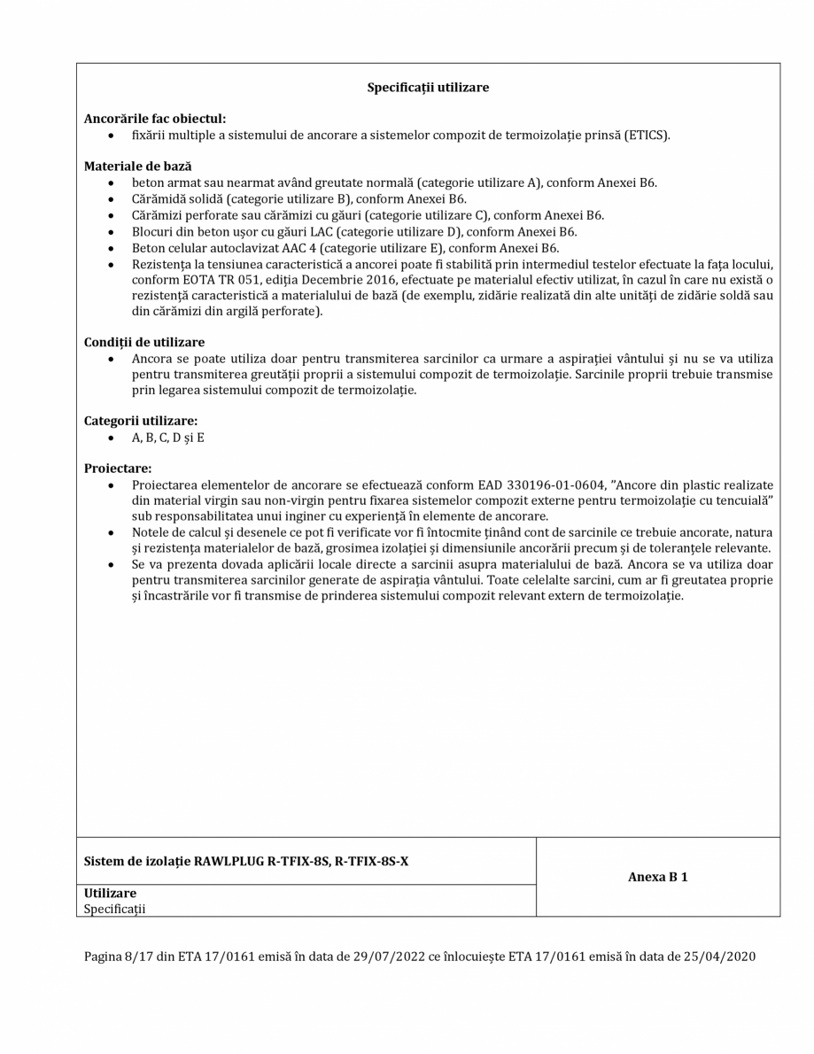 Pagina 8-Agrement ETA 17-0161 pentru diblu premium cu cui metalic RAWLPLUG R-TFIX-8SX, R-TFIX-8S Certificare ...