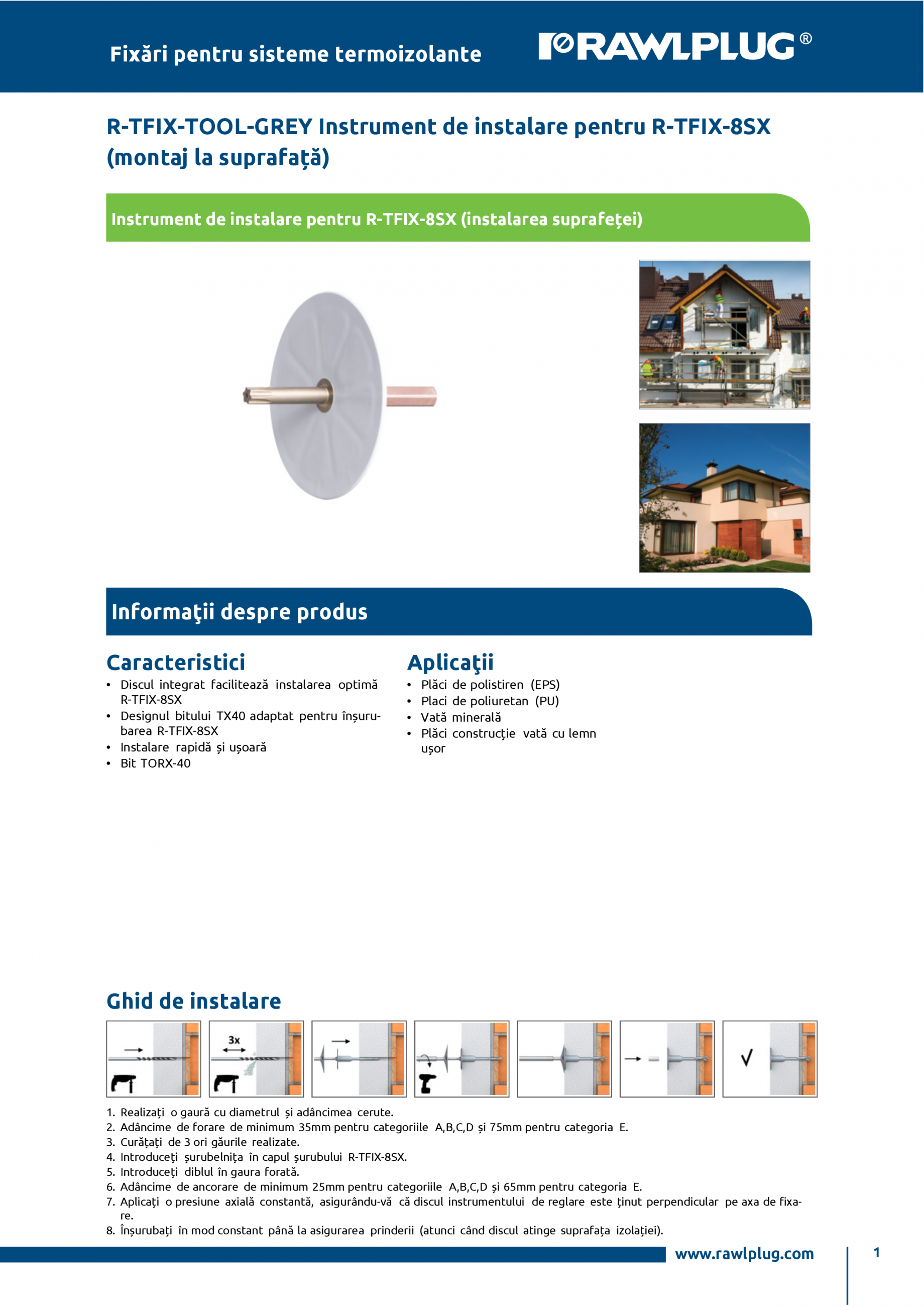 Instrument de instalare pentru R-TFIX-8SX (montaj la suprafata ...